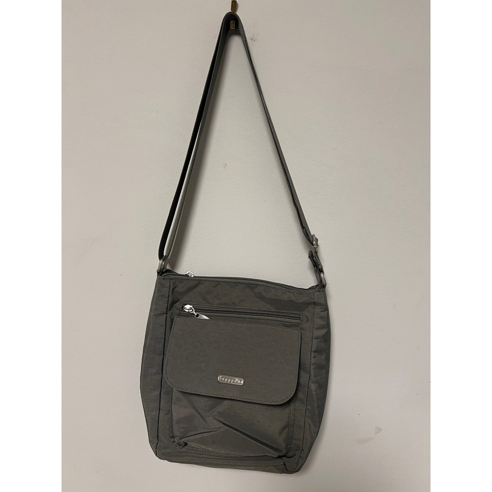 Baggallini Crossbody Bag Women Small Gray Pre-owned Tonal Leopard Pocket
